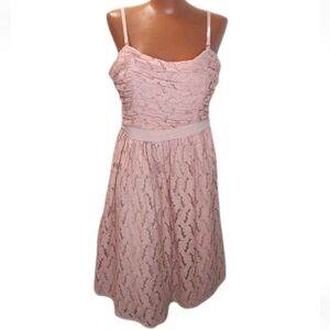 Modcloth Some Exchanted Evening Dress Woman Sz 14 Fit Flare Dusty Pink Lace Nwt